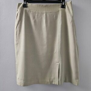 Tommy Bahama 100% Silk Pencil Skirt Sage Green Khaki Size 14